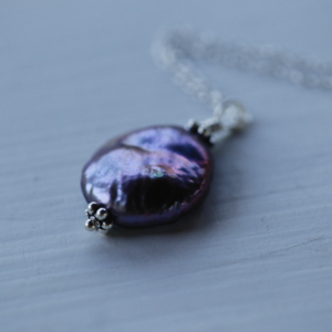 Silver and Purple Gemstone Pendant Necklace